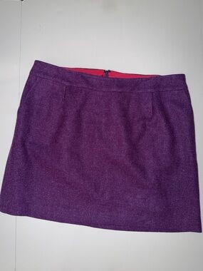 Boden Wool Mini Skirt Plum Front pockets Front pleats Rear Zipper Lined Flaw